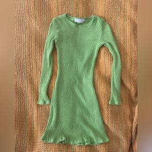 Lisa Says Gah Lime Green Ribbed Mini Dress